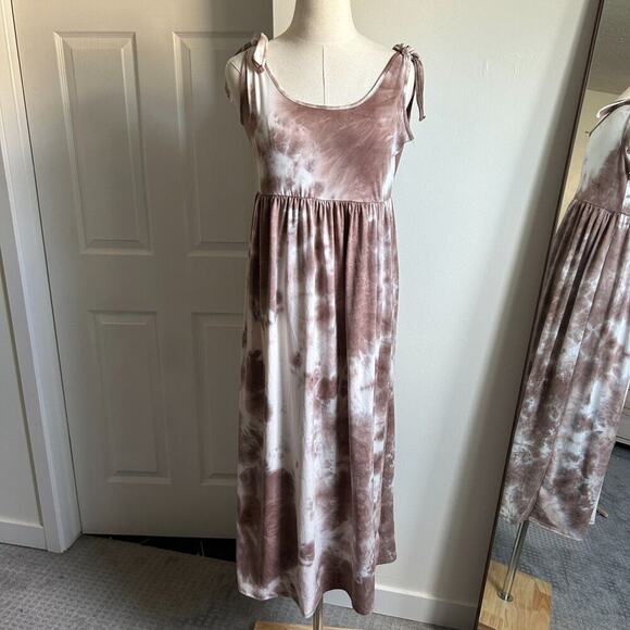 See You Monday Tie dye Mauve Brown White butter soft stretch maxi dress size‎ M - Picture 1 of 6
